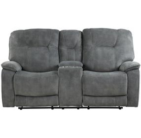Cooper Shadow Grey Manual Reclining Console Loveseat