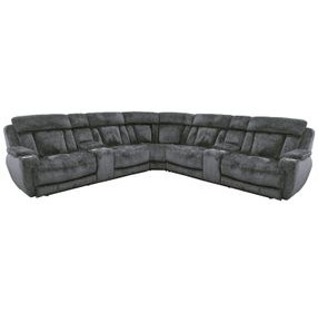 Dalton Lucky Charcoal Performance Fabric 7 Piece Modular Power Reclining Sectional