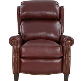 Meade Marisol Cabernet Leather Push Thru The Arms Lounge Recliner with Nailhead Trim