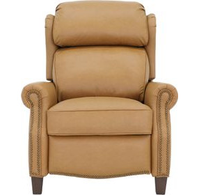 Meade Santa Fe Brandy Leather Push Thru The Arms Lounge Recliner with Nailhead Trim