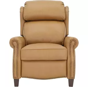 Meade Santa Fe Brandy Leather Push Thru The Arms Lounge Recliner with Nailhead Trim