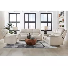 Westville Steamboat Quartz Leather Zero Gravity Power Reclining with USB Charging Living Room Set