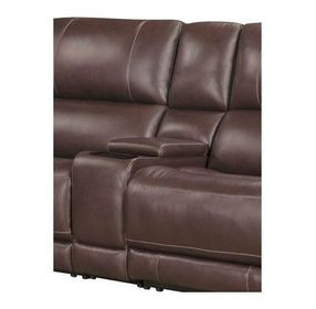 Easton Steamboat Brown Leather Entertainment Tilt Console with Wireless Charger