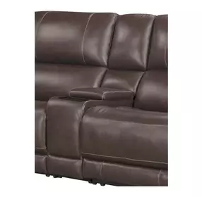 Easton Steamboat Brown Leather Entertainment Tilt Console with Wireless Charger