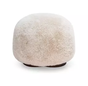 Oopa Off White Faux Shearling Swivel Ottoman