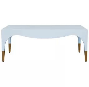 Medina Light Blue Lacquer Coffee Table With Antique Brass Foot Caps
