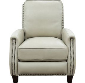 Melrose Shoreham Cream Leather Push Thru The Arms Recliner with Nailhead Trim
