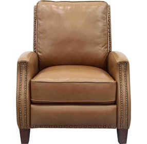 Melrose Shoreham Ponytail Leather Push Thru The Arms Recliner with Nailhead Trim