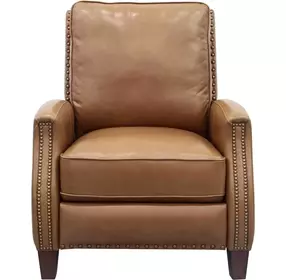 Melrose Shoreham Ponytail Leather Push Thru The Arms Recliner with Nailhead Trim