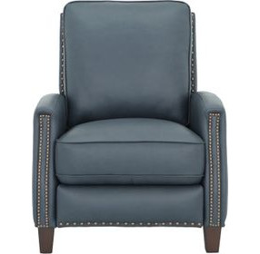 Melrose Santa Fe Ocean Leather Push Thru The Arms Recliner with Nailhead Trim
