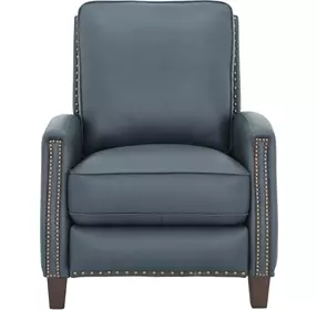 Melrose Santa Fe Ocean Leather Push Thru The Arms Recliner with Nailhead Trim