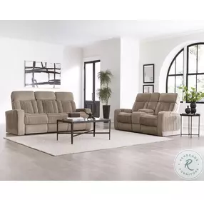Solstice Mushroom Power Reclining Living Room Set with Drop Down Table