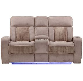 Equinox Mushroom Power Reclining Console Loveseat With Power Headrest
