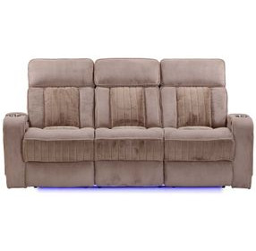 Equinox Mushroom Power Reclining Sofa With Drop Down Table