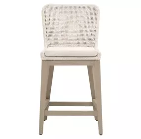 Woven Outdoor Shell Performance Fabric Upholstered Mesh Counter Height Stool