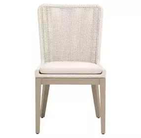 Woven Outdoor Shell Performance Fabric Upholstered Mesh Dining Chair Set of 2
