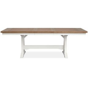 Crownfall Whisper White and Cerused Nutmeg 92" Extendable Rectangular Dining Table