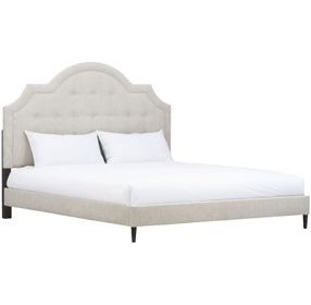 Zest Beige and Black Upholstered Panel Bed