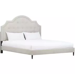 Zest Beige and Black Queen Upholstered Panel Bed