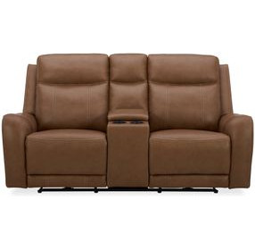 Haywood Butternut Power Reclining Console Loveseat With Power Headrest