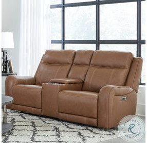 Hawthorne Butternut Power Reclining Console Loveseat with Power Headrest