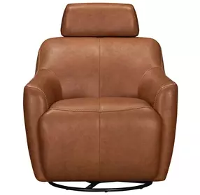 Milanoir Renaissance Cinnamon Leather Upholstered Swivel Gliding Accent Chair
