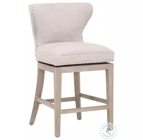 Milton Bisque French Linen Performance Fabric Swivel Counter Height Stool