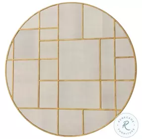 Geometric Lightly Antique Gold Leaf Round Mirror