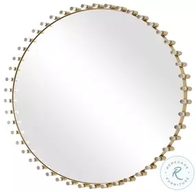 Avelyne Antique Brass Round Mirror