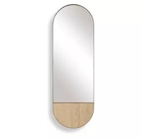 Langston Golden Bronze and Beige Oval Tall Wall Mirror