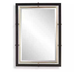 Riverton Antique Brass and Brown Rectangular Wall Mirror