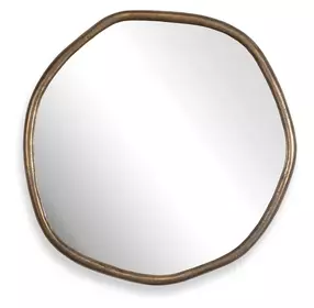 Kingsley Antique Brass Outdoor Round Wall Mirror