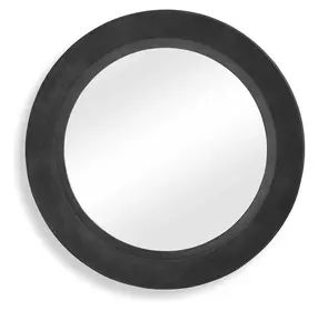 Carlisle Rustic Black and Light Gray Round Wall Mirror
