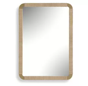 Heinrich Antique Brass and Light Natural Rectangular Wall Mirror
