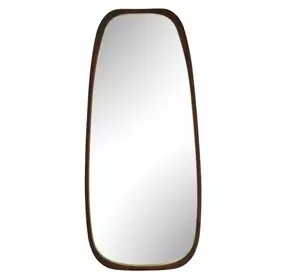 Monterey Warm Walnut and Gold Free Form Tall Wall Mirror