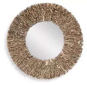 Prescott Brown Round Wall Mirror