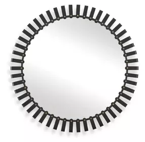 Hamilton Satin Black and Gold Round Wall Mirror