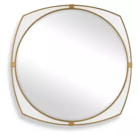 Monterey Warm Antique Gold and White Round Wall Mirror
