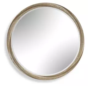 Kingsley Cerused Light Wood Round Wall Mirror