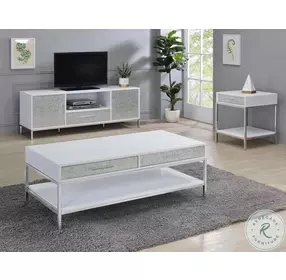 Mirage Neutral White And Silver Occasional Table Set