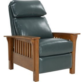 Mission Highland Emerald Leather Push Thru The Arms Recliner