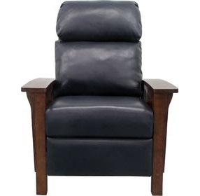 Mission Shoreham Blue Leather Push Thru The Arms Recliner