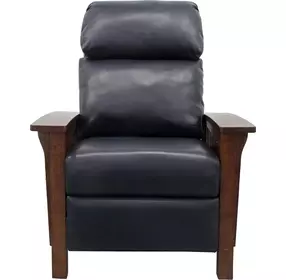 Mission Shoreham Blue Leather Push Thru The Arms Recliner
