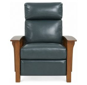 Mission Highland Emerald Leather Push Thru The Arms Recliner
