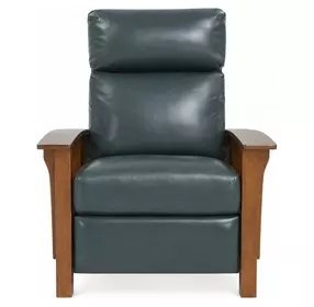 Mission Highland Emerald Leather Push Thru The Arms Recliner
