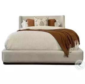 Seraphina Blanched Almond Upholstered King Panel Bed