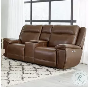 Jameson Hickory Zero Gravity Power Reclining Console Loveseat With Power Headrest