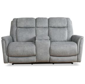 Linus Hudson Grey Zero Gravity Power Reclining Console Loveseat