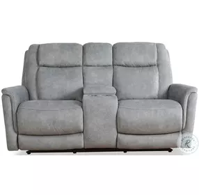 Oscar Hudson Grey Zero Gravity Power 73" Reclining Console Loveseat