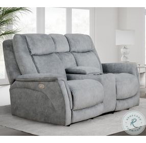 Linus Hudson Grey Zero Gravity Power Reclining Console Loveseat